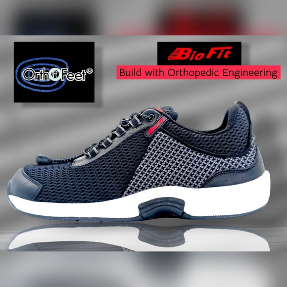 Orthofeet Edgewater Sz 9D Black and White Orthopedic Arch Support Athletic Shoes